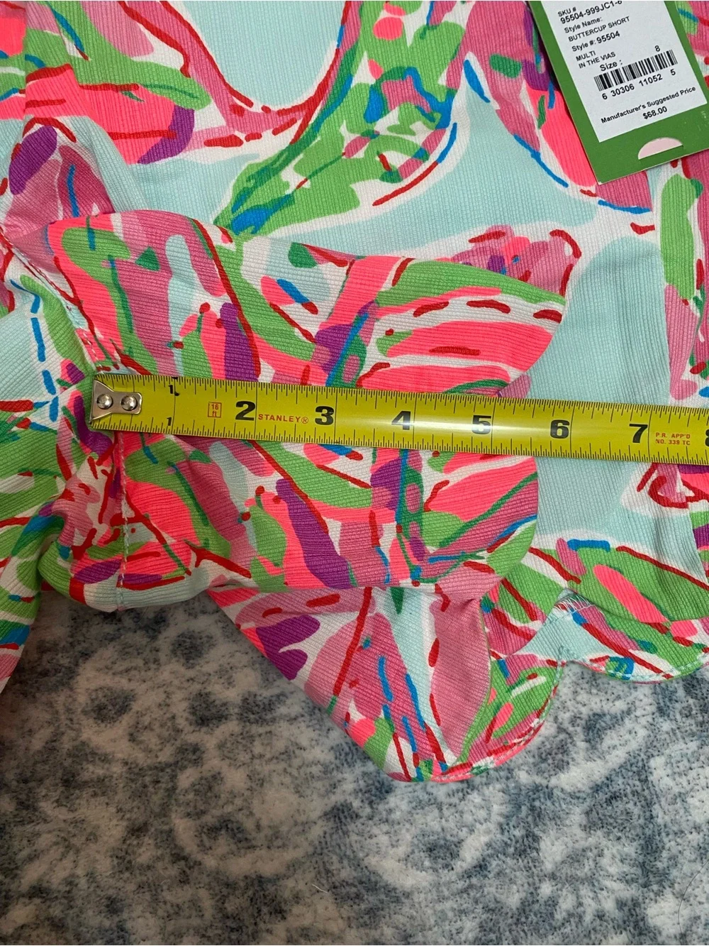 NWT Lilly Pulitzer Pink & Green Scallop-Hem High Waist Shorts - 8